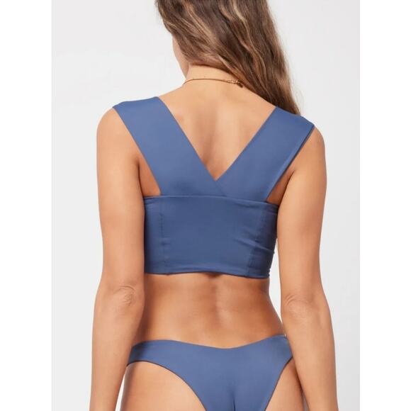 L*Space Parker Bikini Top Reversible in Slate Gray/Blue Size Small NWT - Picture 2 of 6